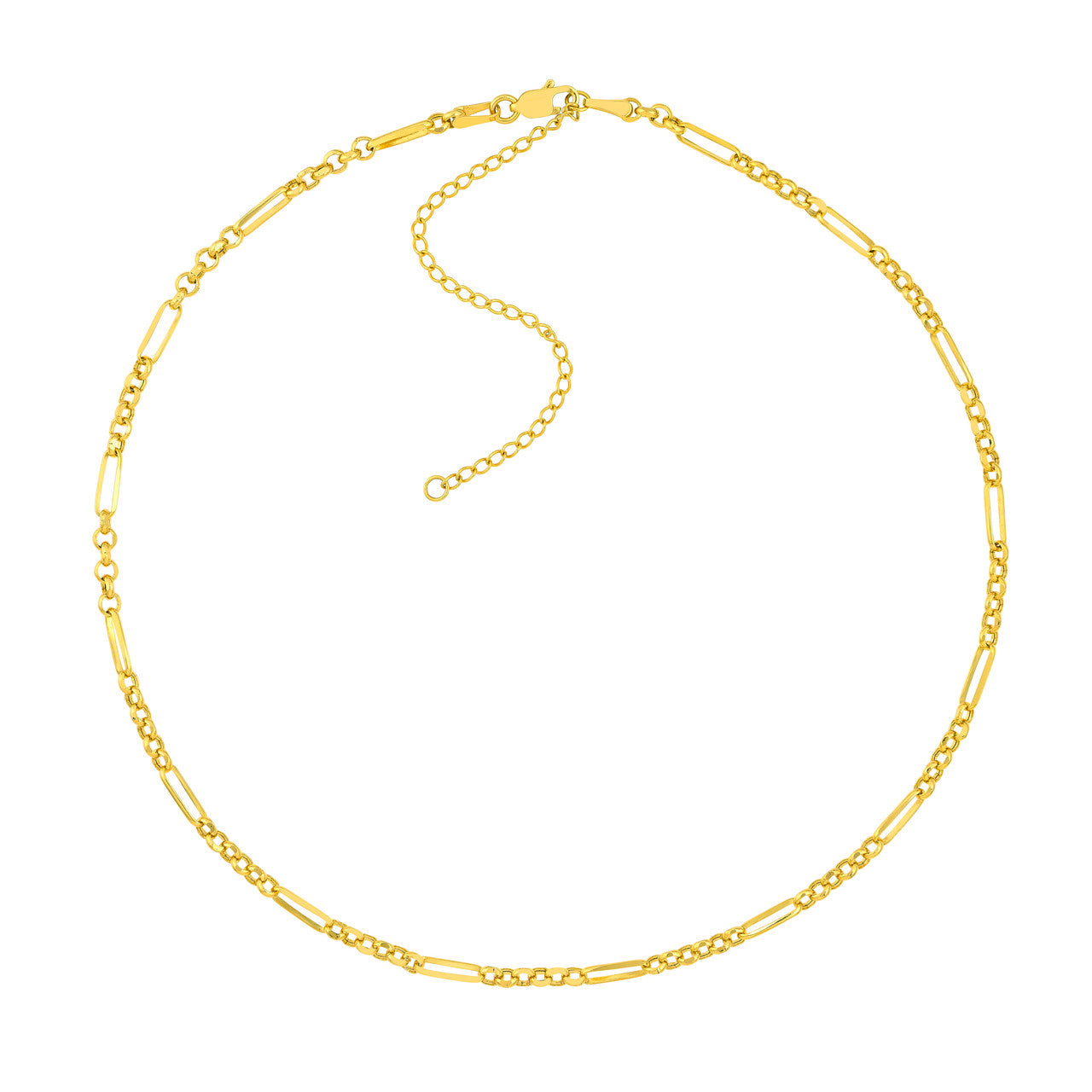 14k 6+1 Rolo Paper Clip Adjustable Choker necklace