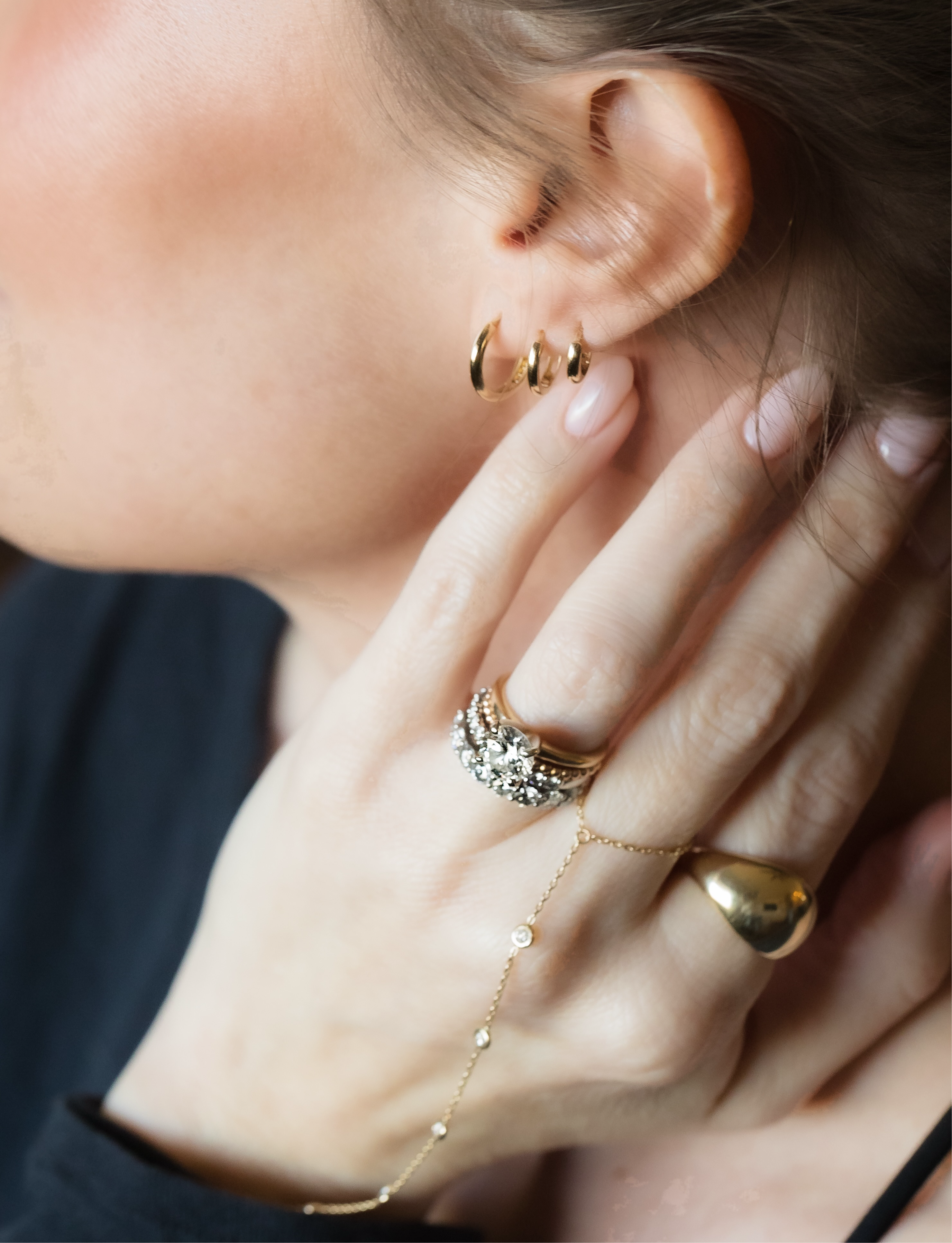 14k Medium Gold Huggie Earrings