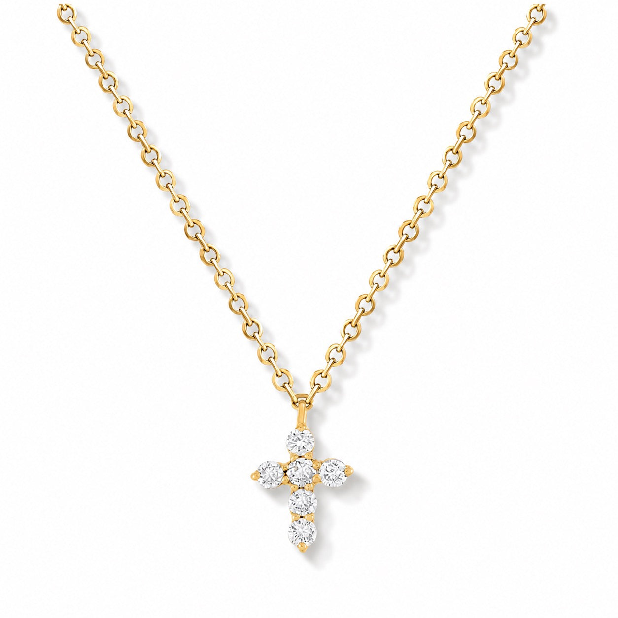Mini Cross Lab Grown Diamond Pendant Necklace