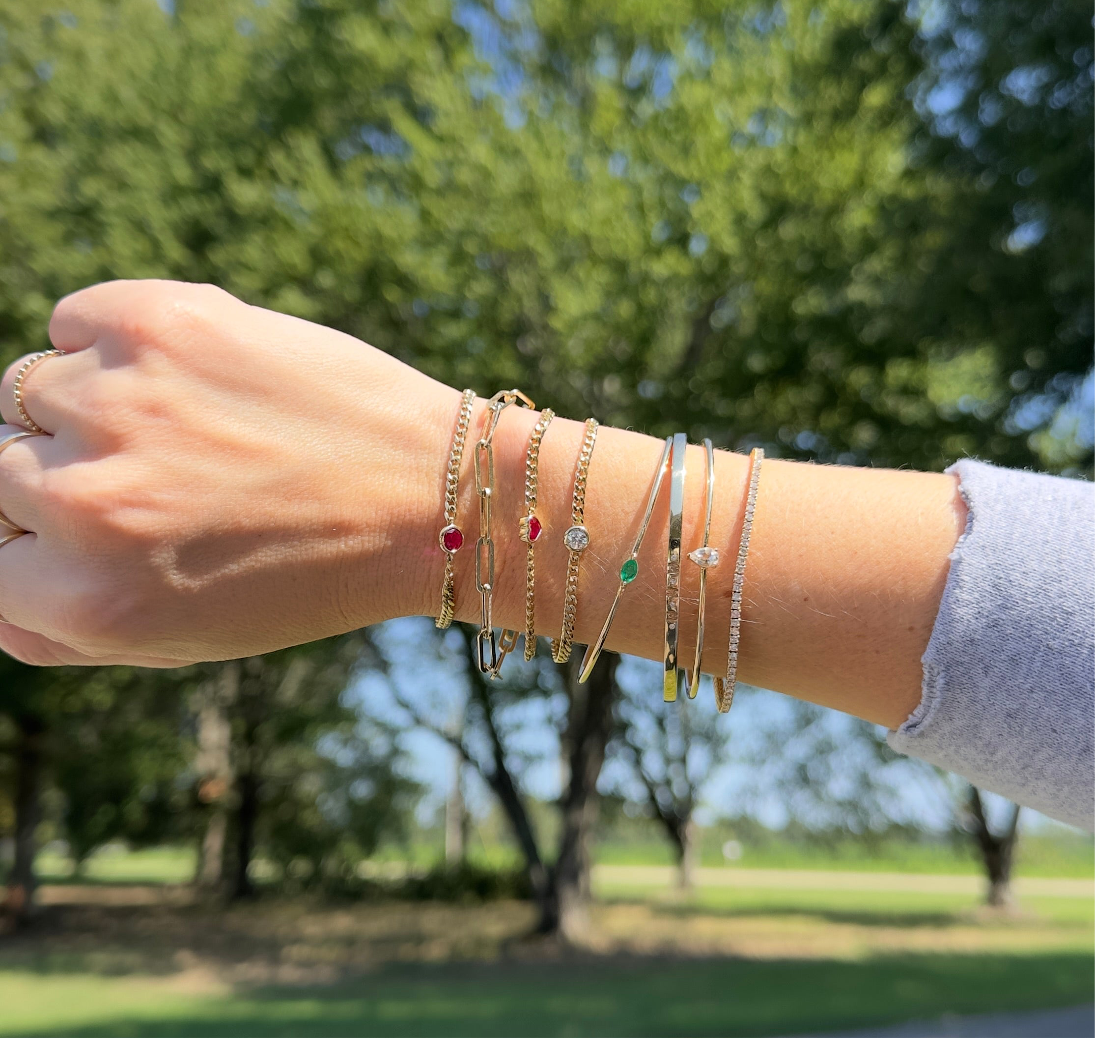 Diamond Bezel Curb Chain Bracelet