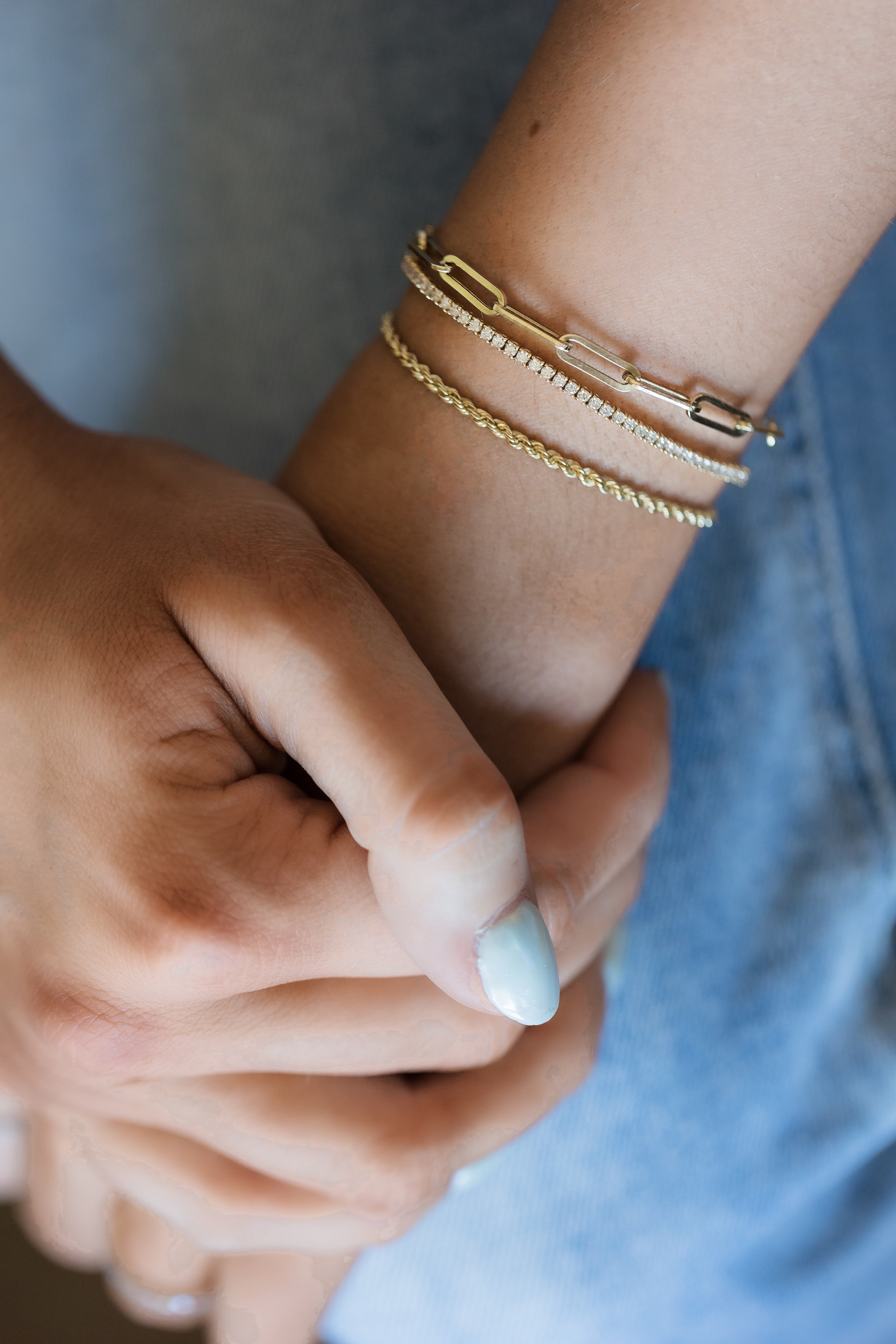 Solid Gold Rope Chain Bracelet