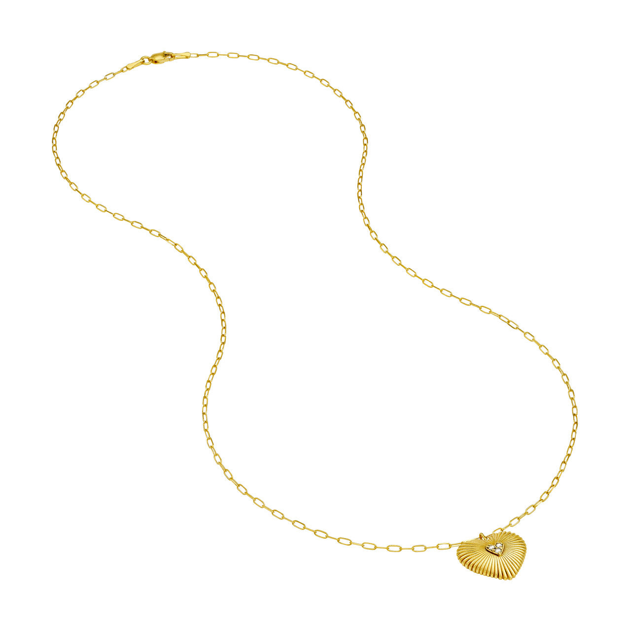 1/20tcw Diamond Radiant Heart Pendant Necklace Yellow Gold