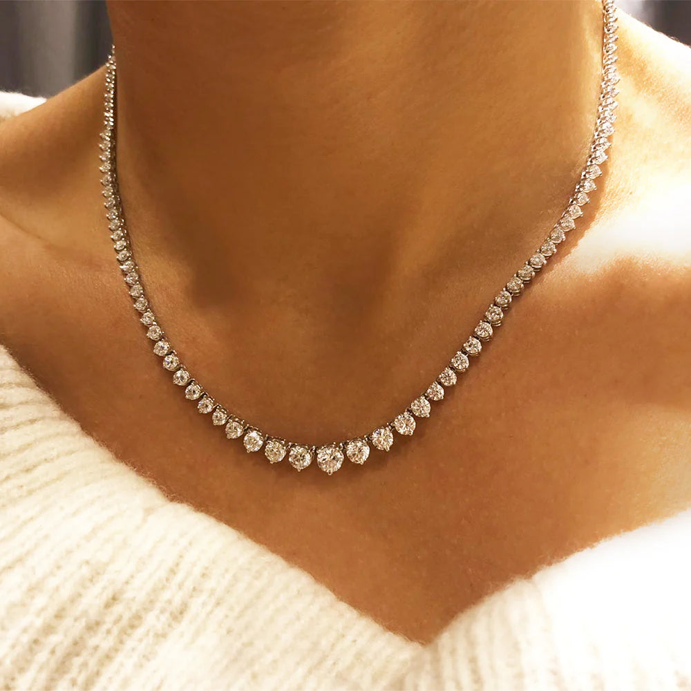 7 Carat Diamond Tennis Necklace in white Gold for Women