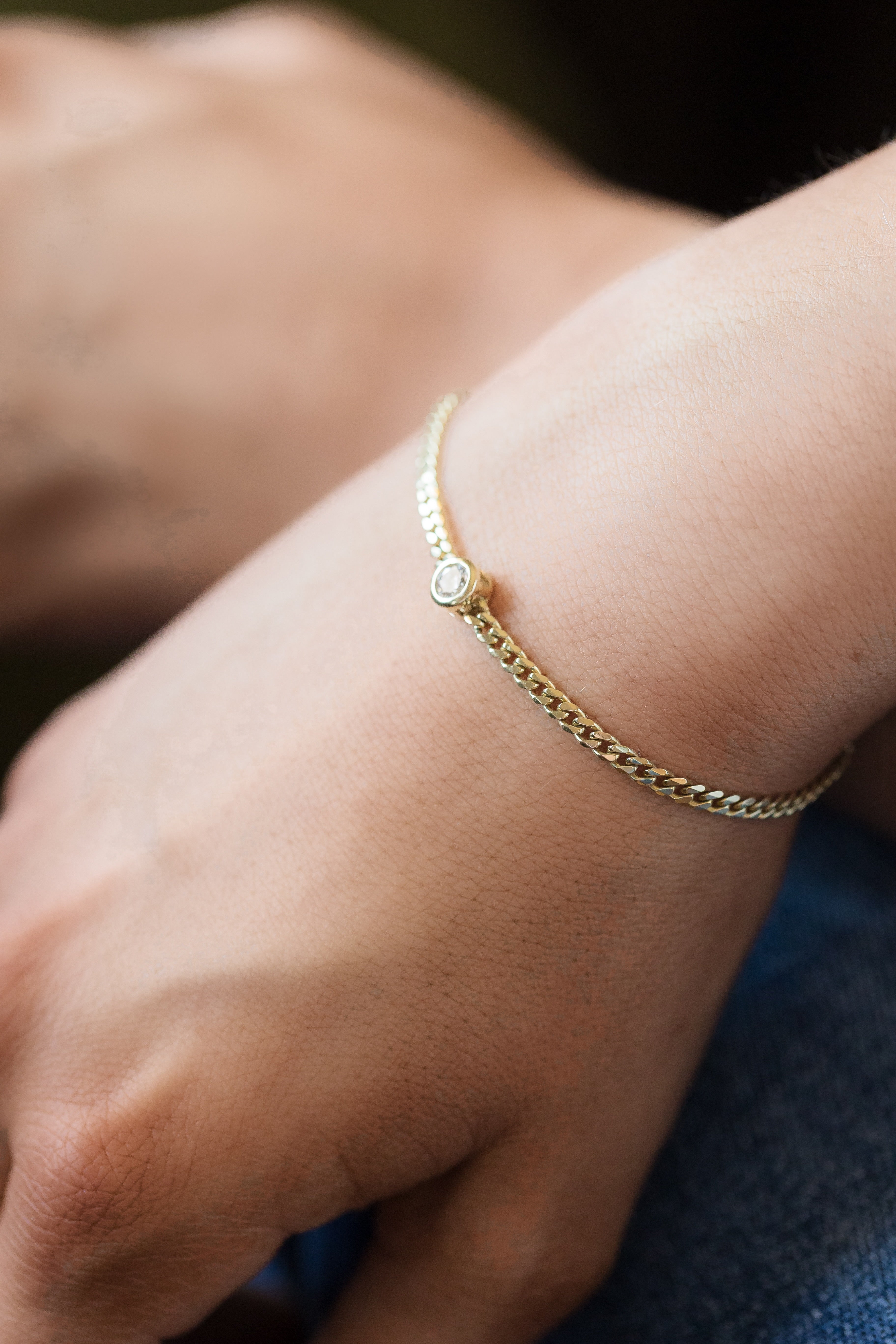 Diamond Bezel Curb Chain Bracelet