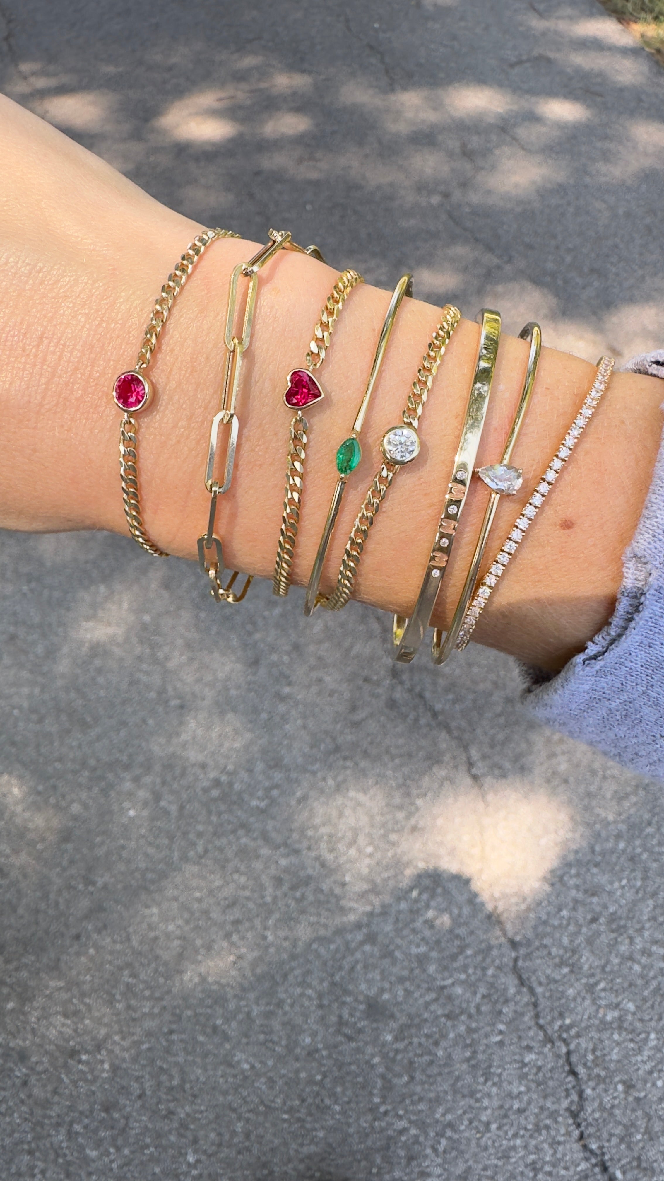 Round Bezel Gemstone Cuban Bracelet