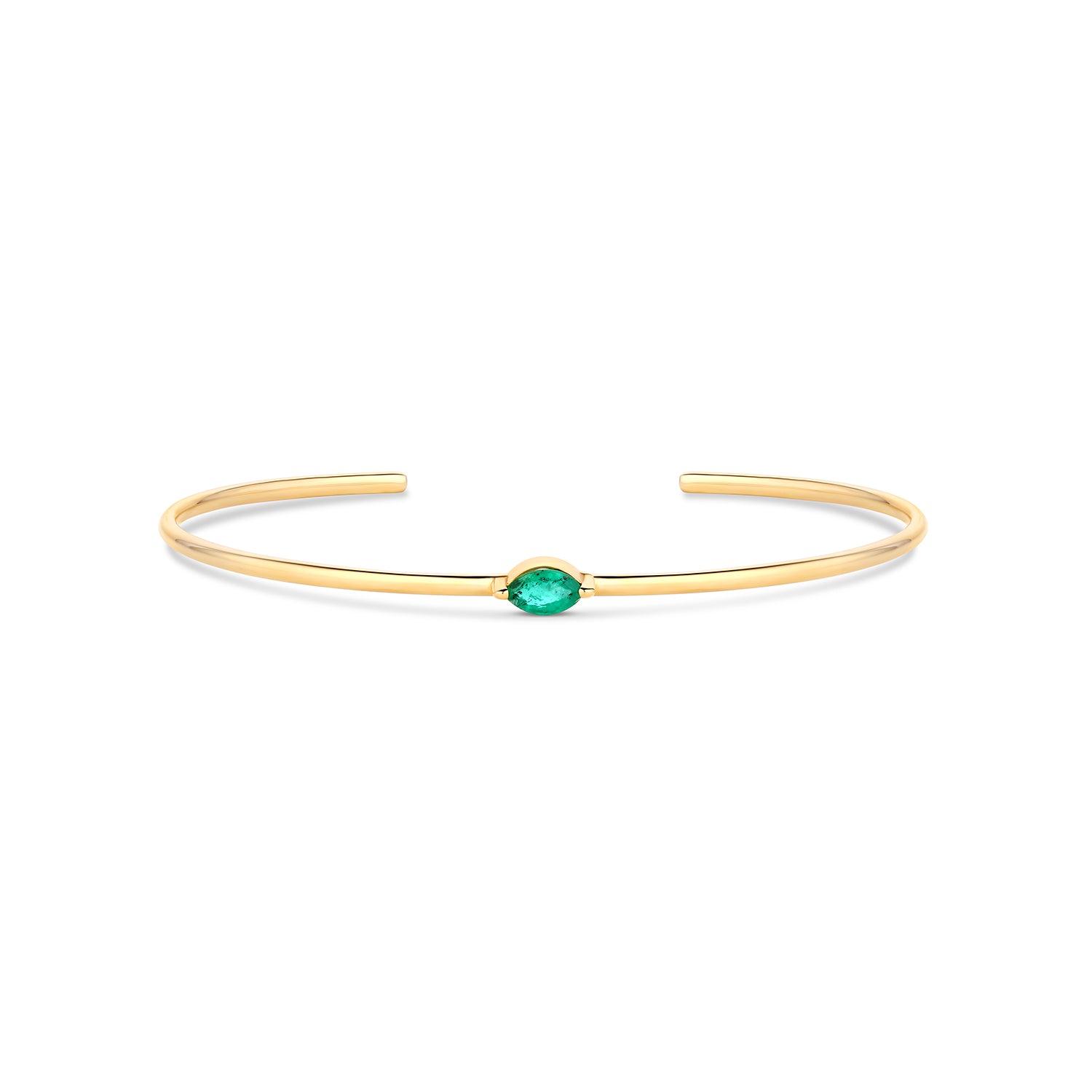 Marquise Gemstone Gold Cuff Bangle
