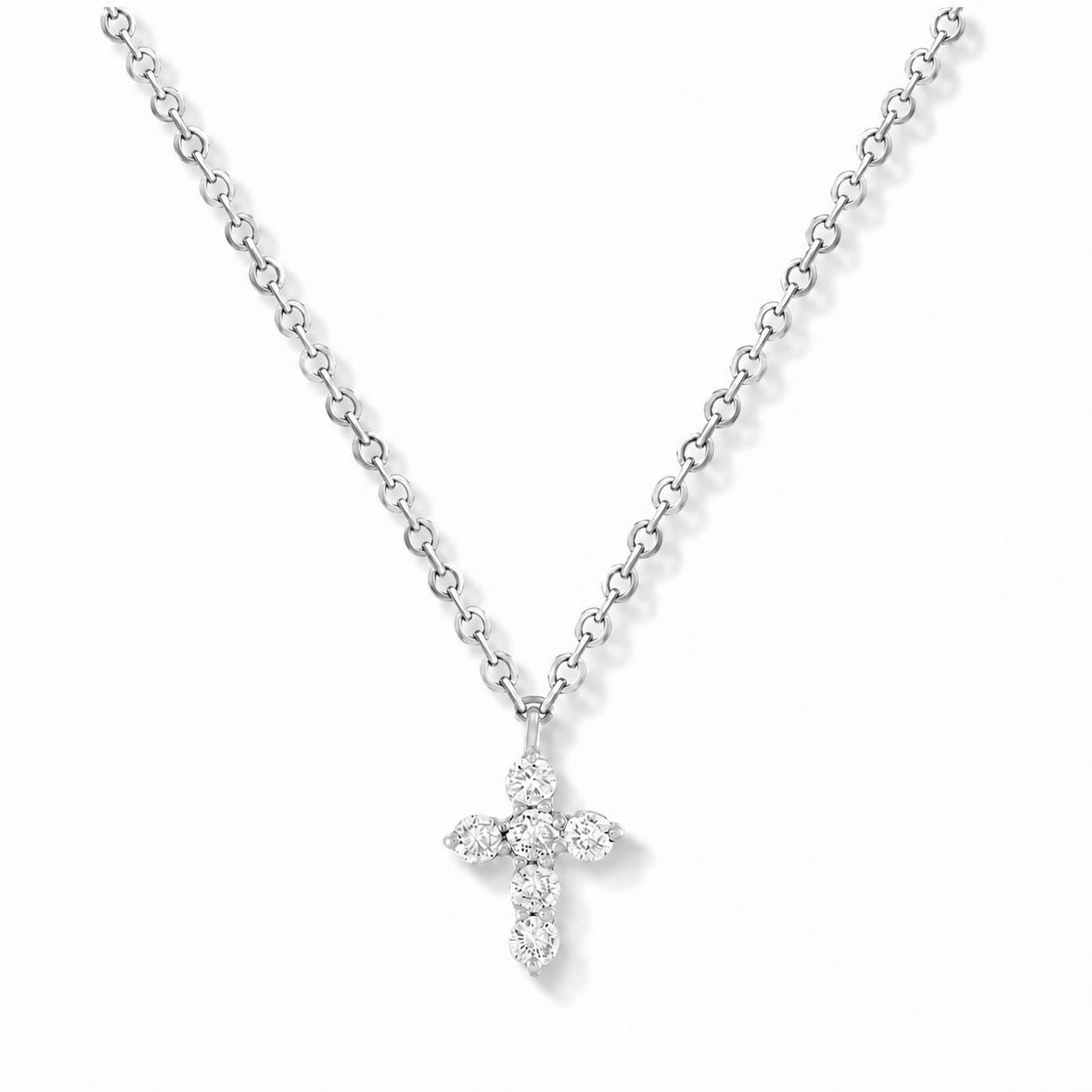 Mini Cross Lab Grown Diamond Pendant Necklace