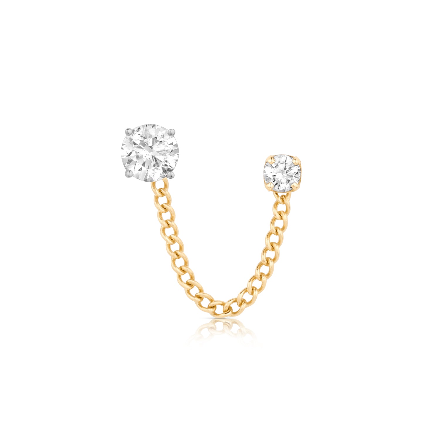 Gold Chain Earring Charm with Diamond