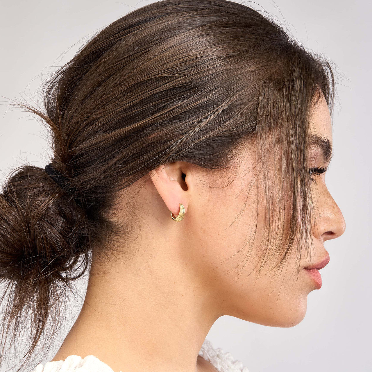 Fluted Polished Round Hoop Earrings