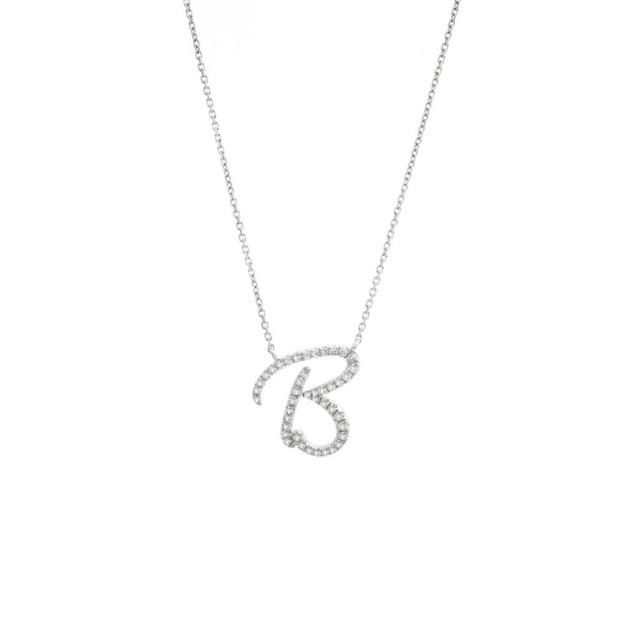 Script Initial Micro Pave Diamond Necklace