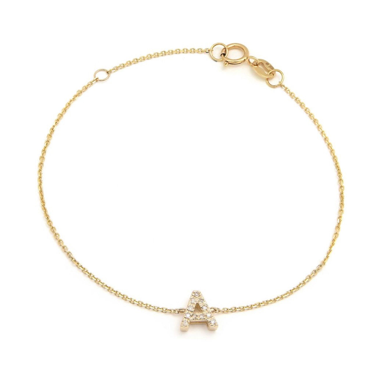 Diamond Block Initial Bracelet