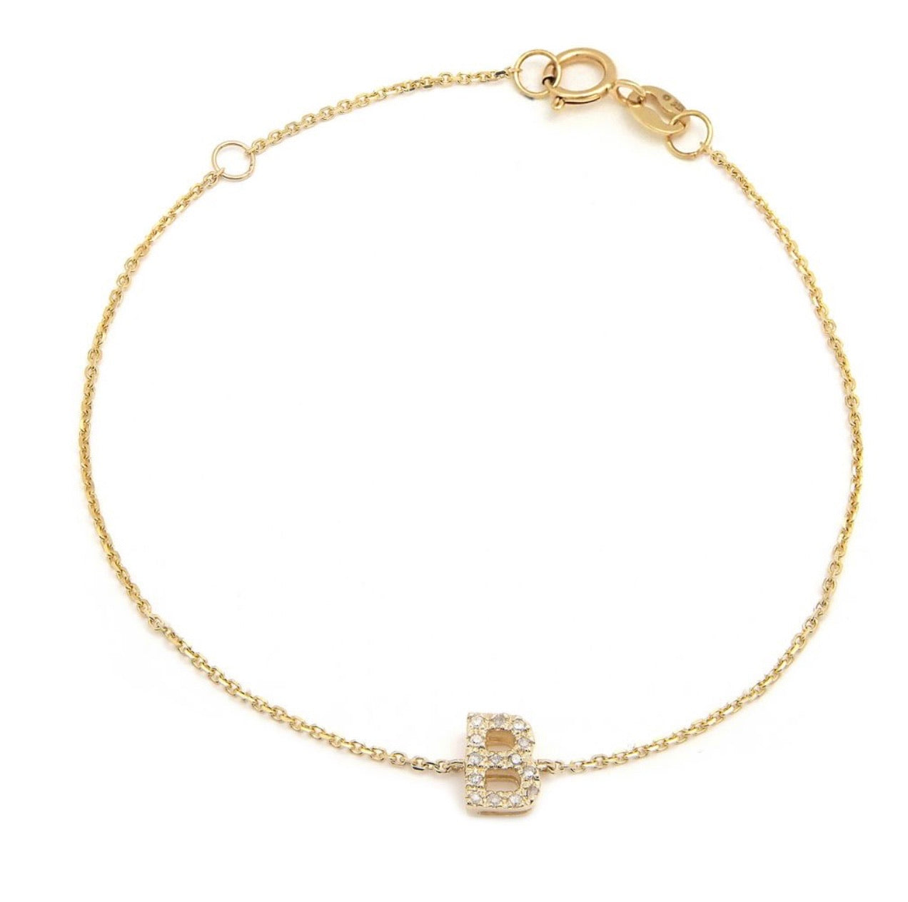 Diamond Block Initial Bracelet - B