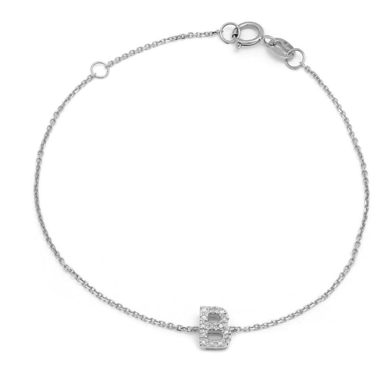 Diamond Block Initial Bracelet