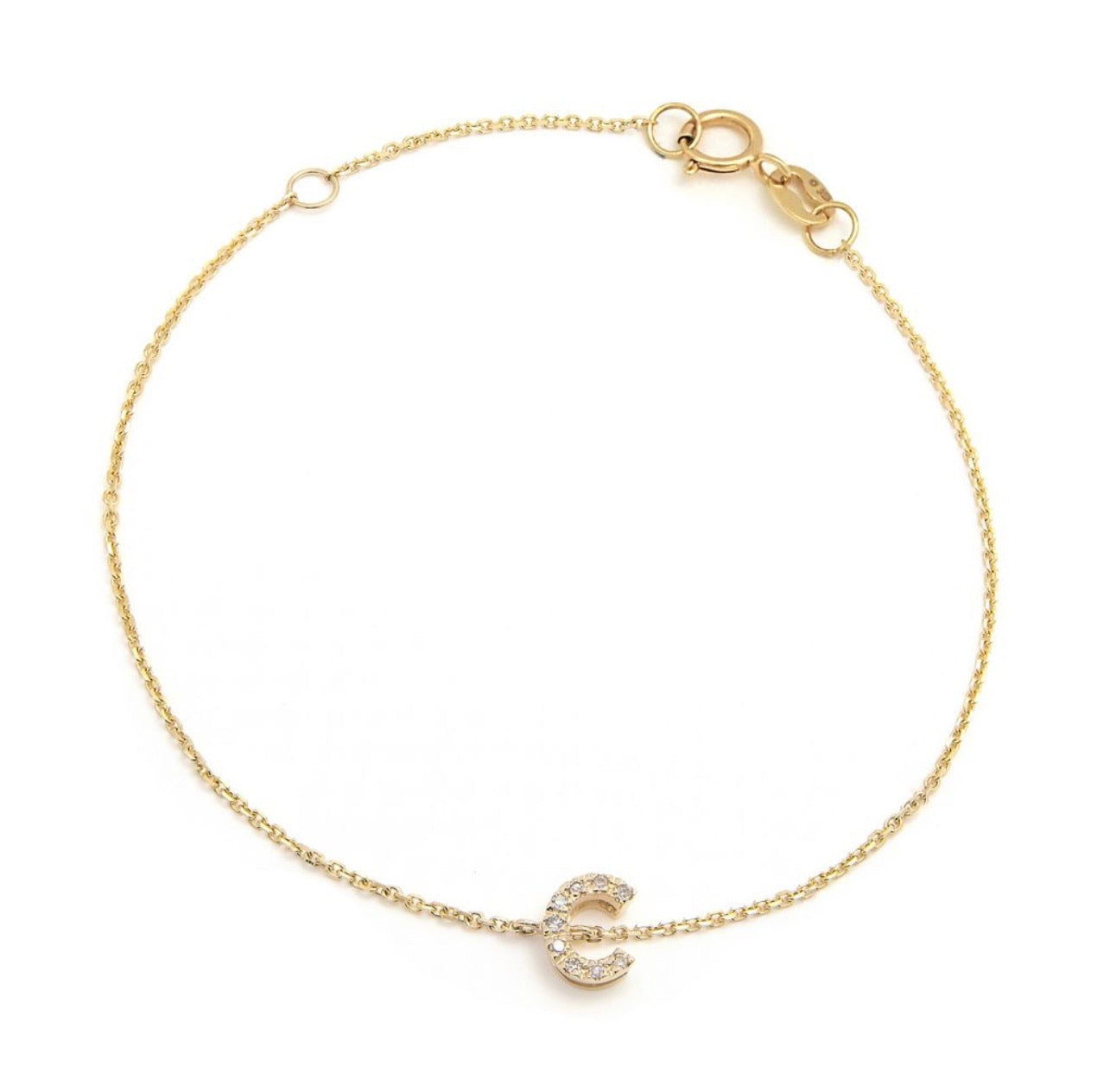 Diamond Block Initial Bracelet - C
