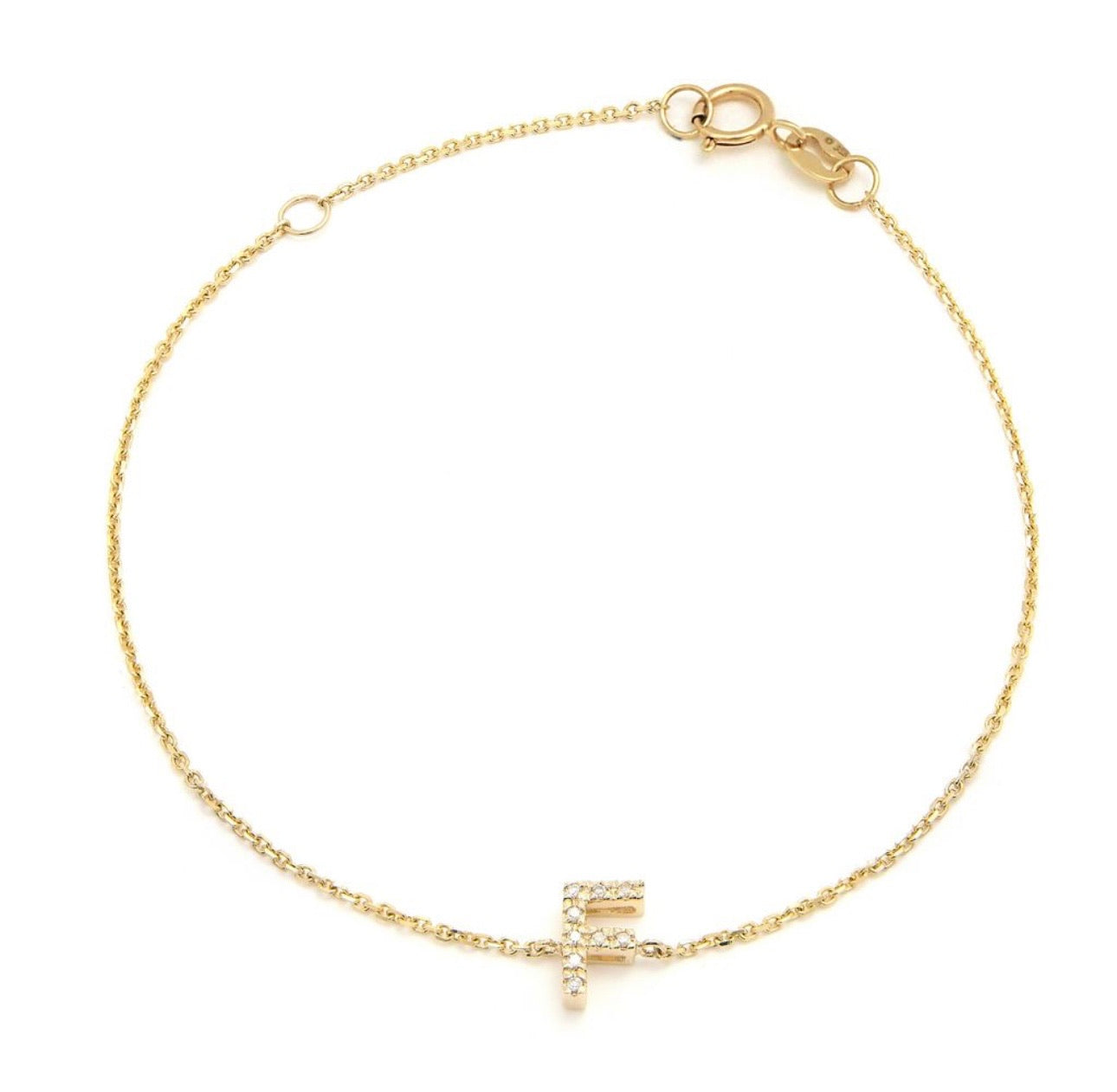 Diamond Block Initial Bracelet