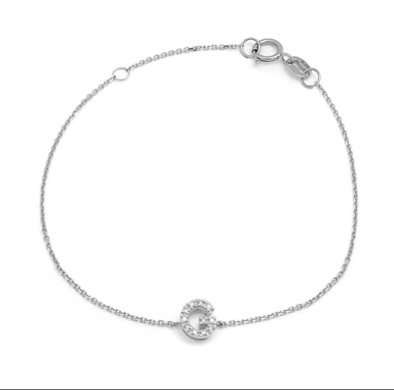 Diamond Block Initial Bracelet