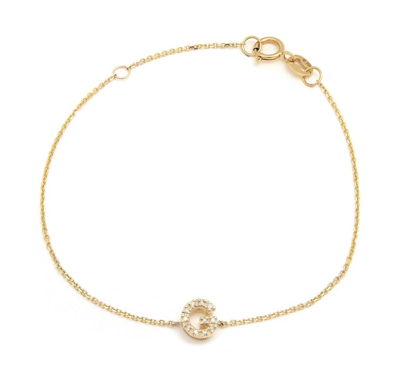 Diamond Block Initial Bracelet