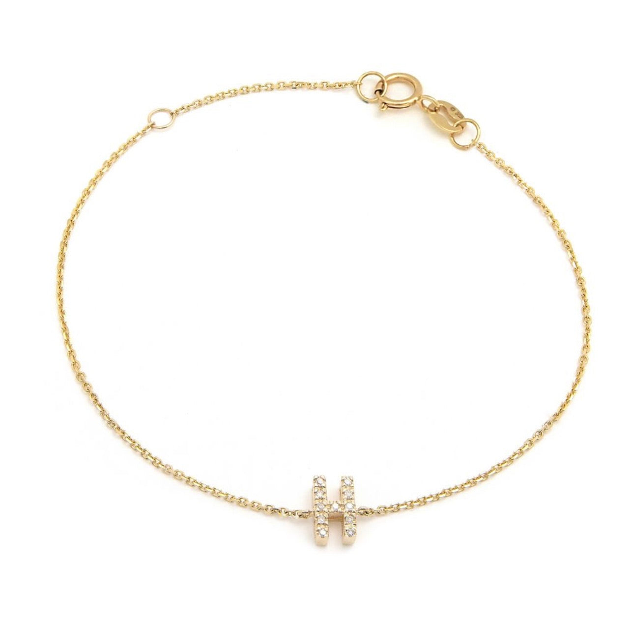 Diamond Block Initial Bracelet