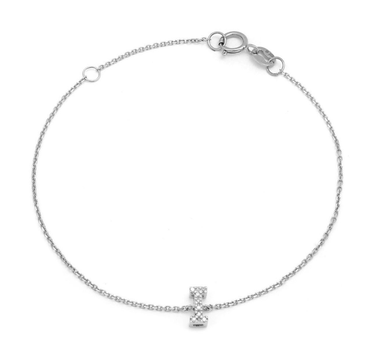 Diamond Block Initial Bracelet