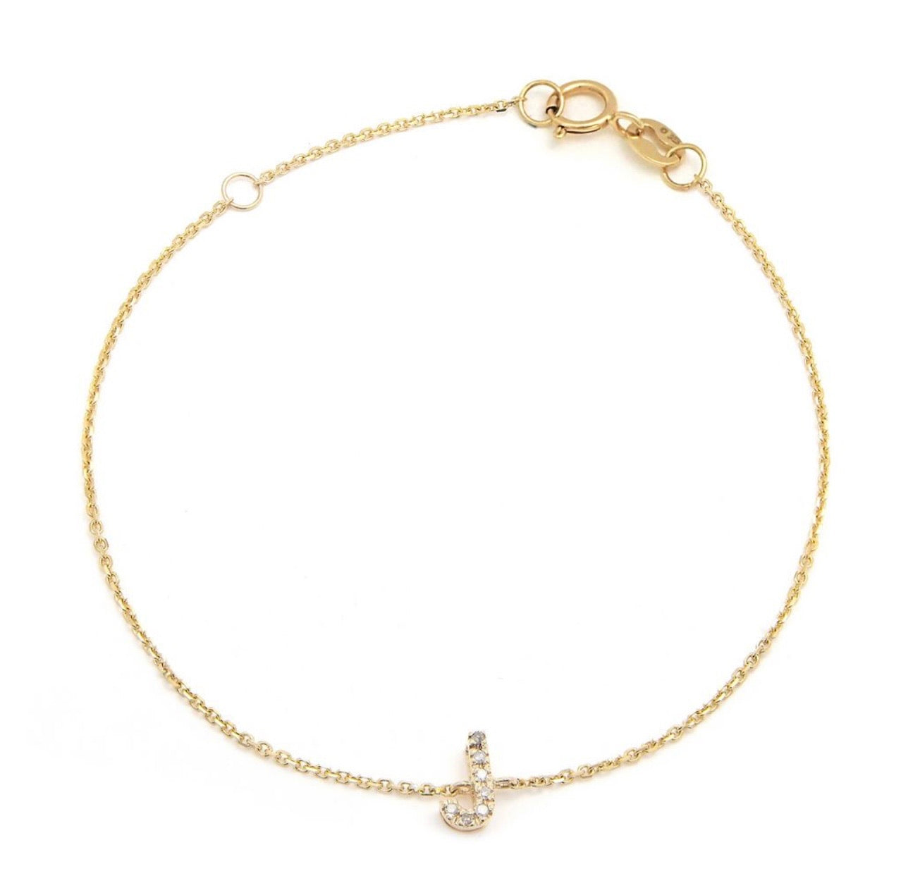 Diamond Block Initial Bracelet