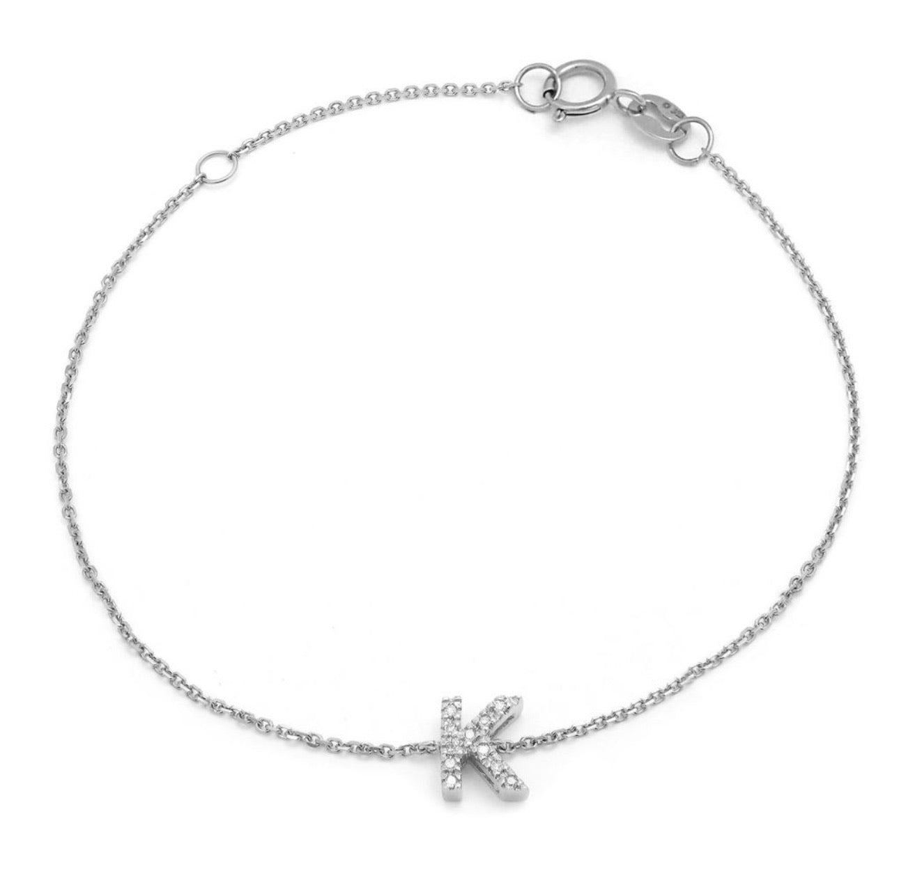 Diamond Block Initial Bracelet