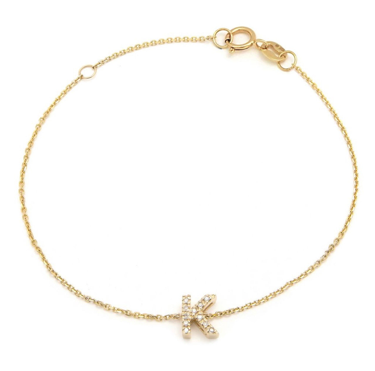 Diamond Block Initial Bracelet