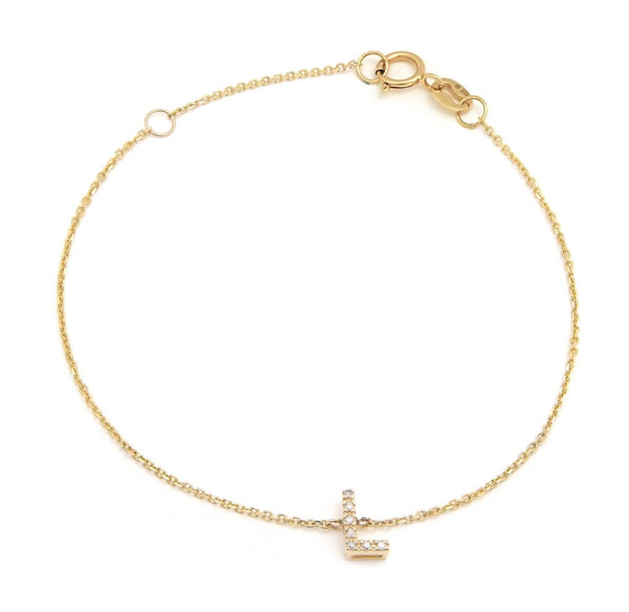 Diamond Block Initial Bracelet