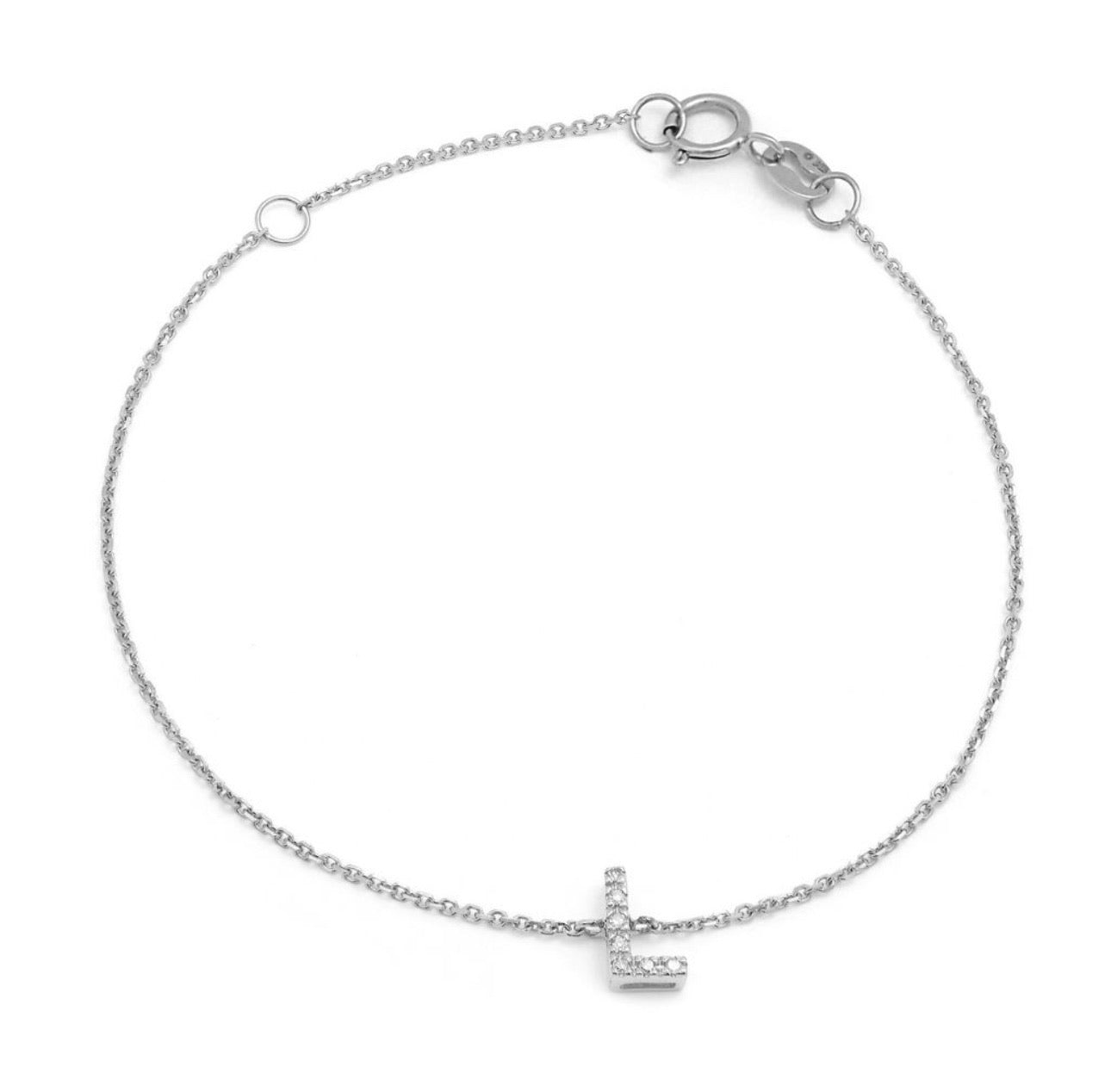Diamond Block Initial Bracelet