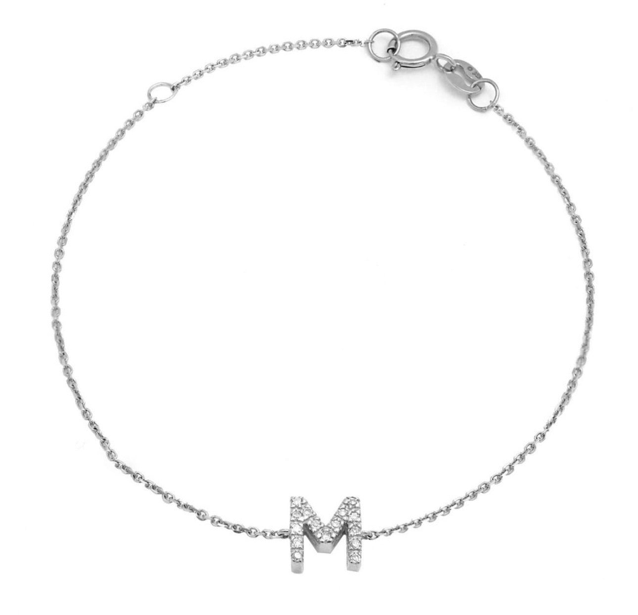 Diamond Block Initial Bracelet