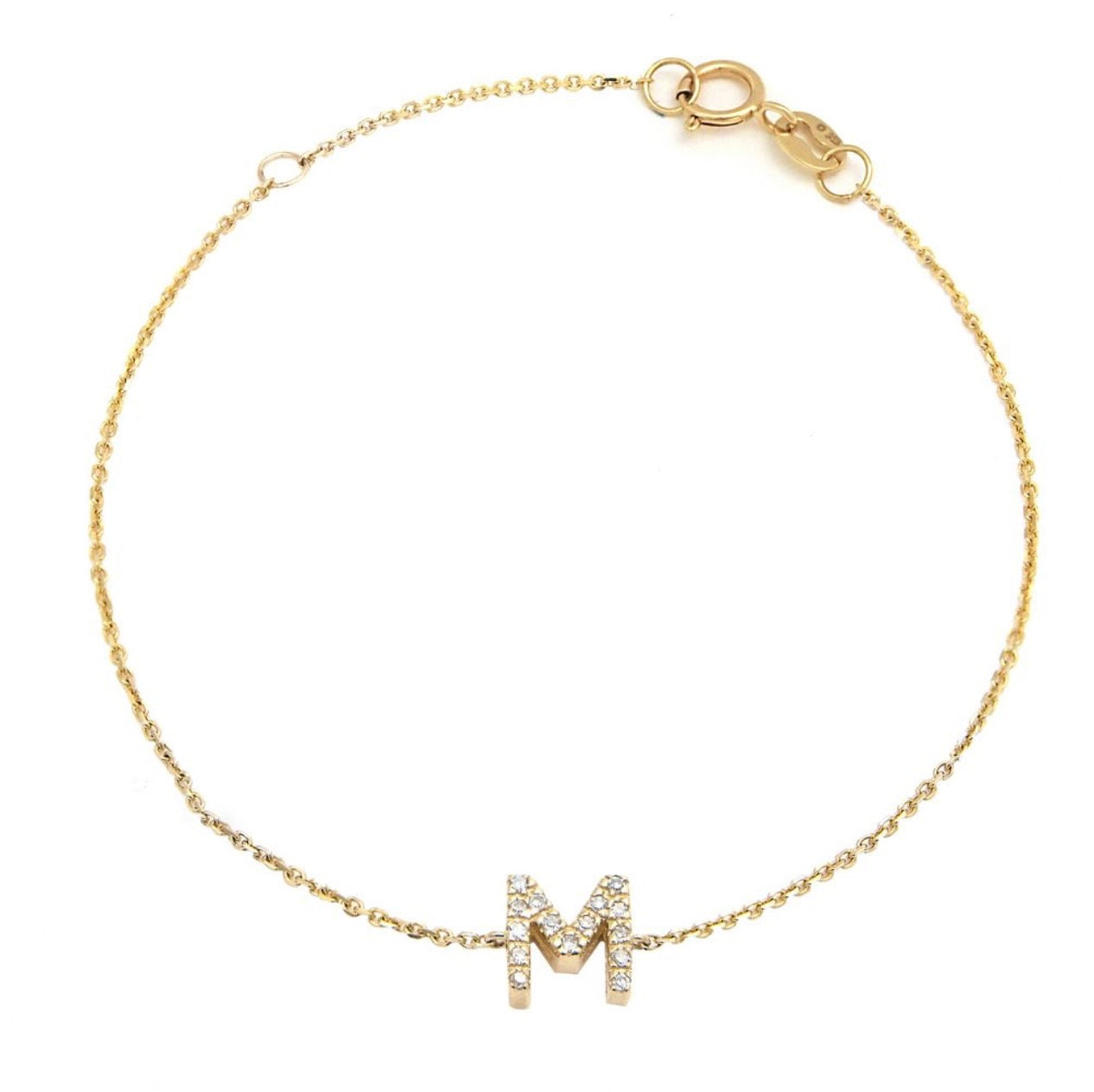 Diamond Block Initial Bracelet