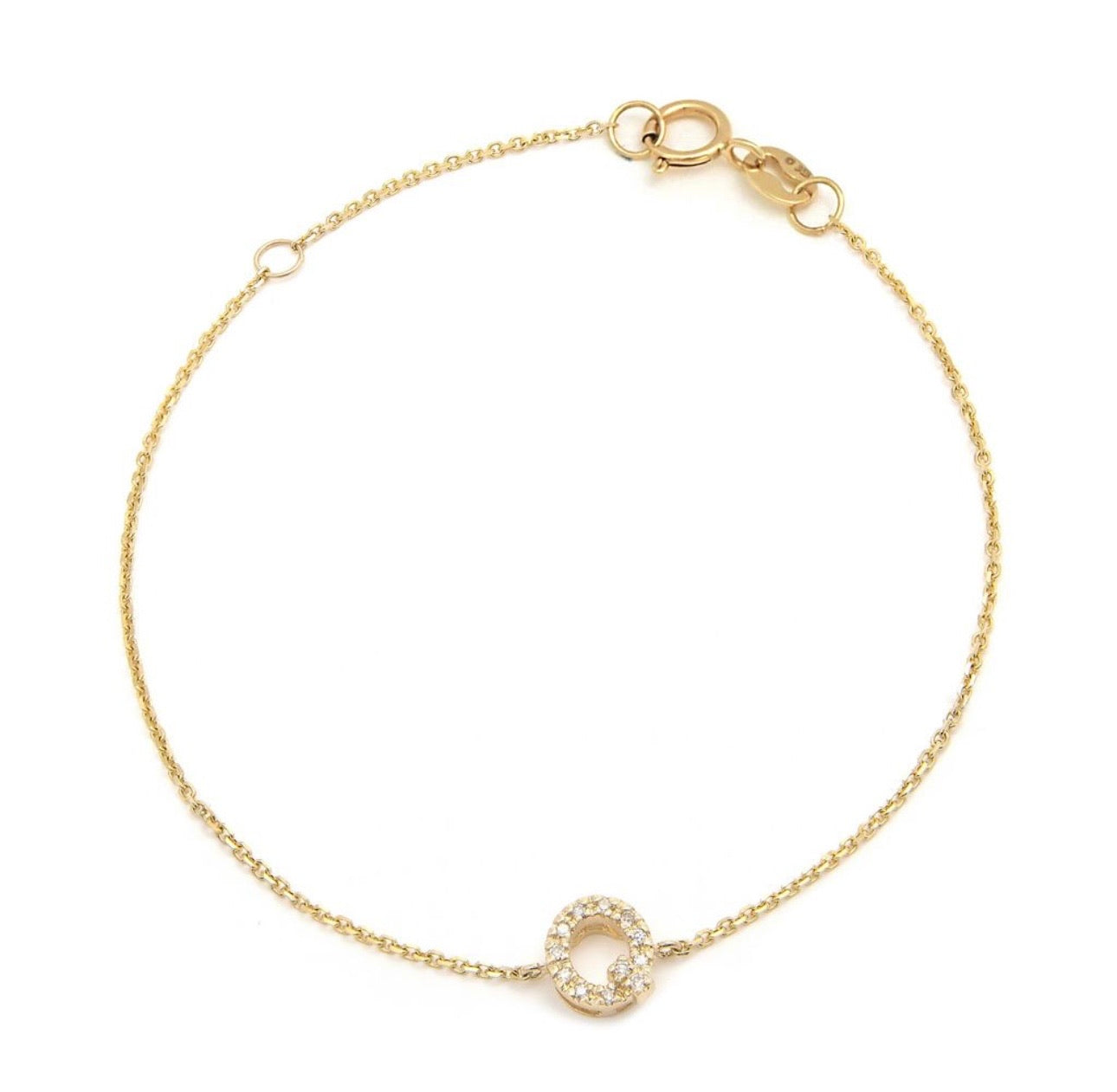 Diamond Block Initial Bracelet