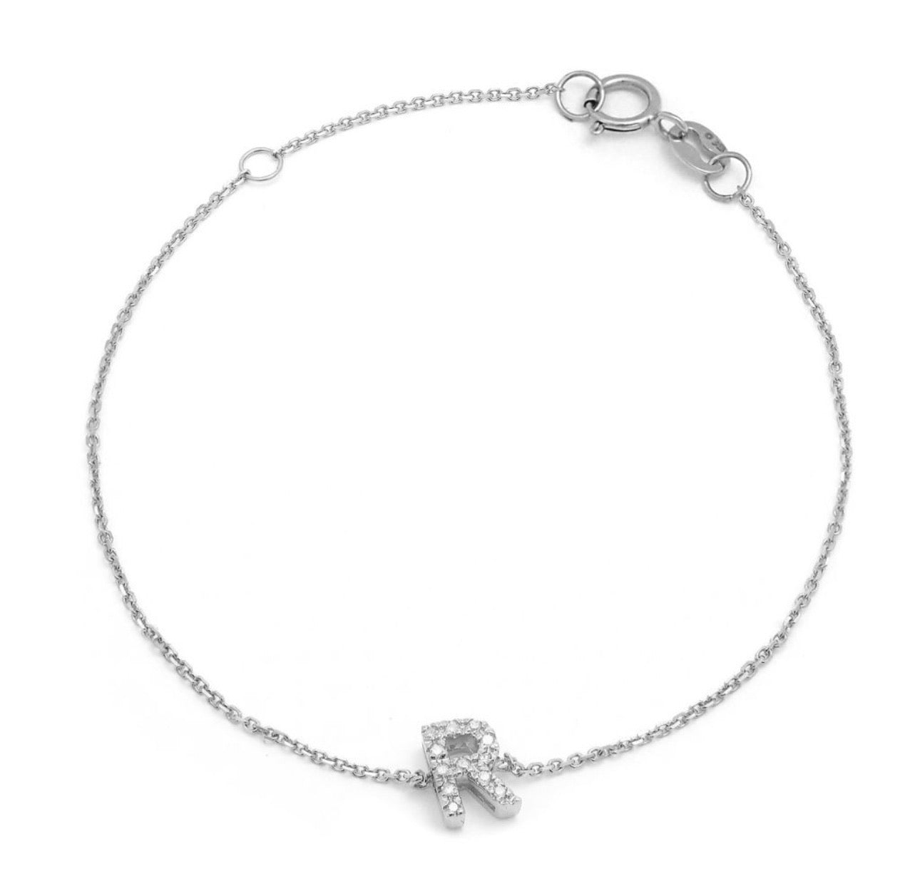 Diamond Block Initial Bracelet