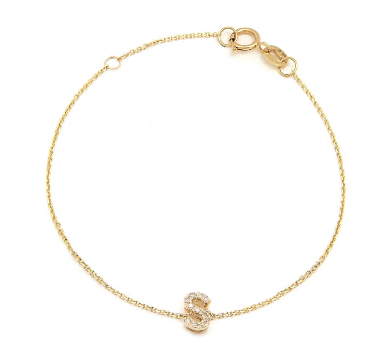 Diamond Block Initial Bracelet
