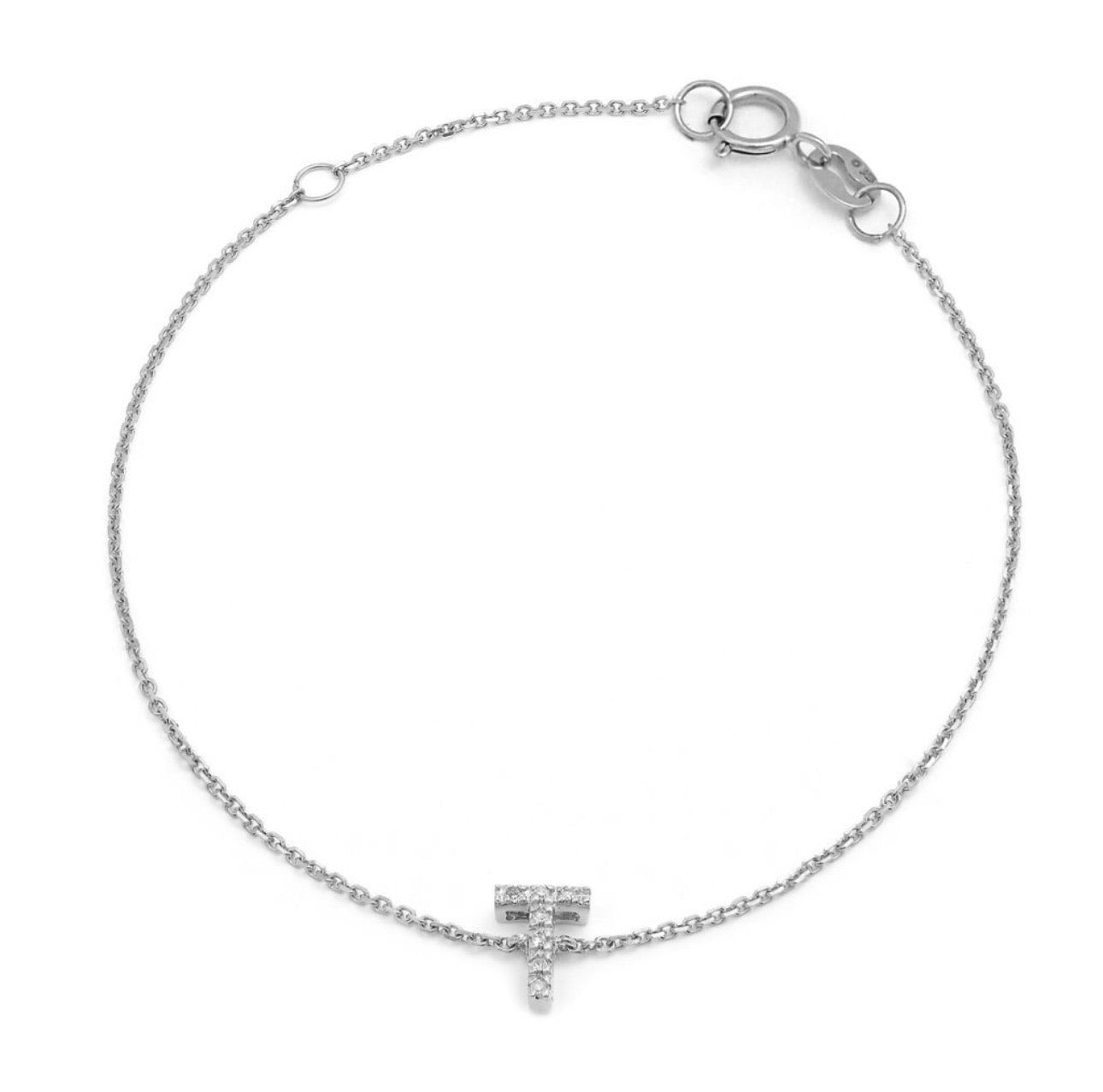 Diamond Block Initial Bracelet