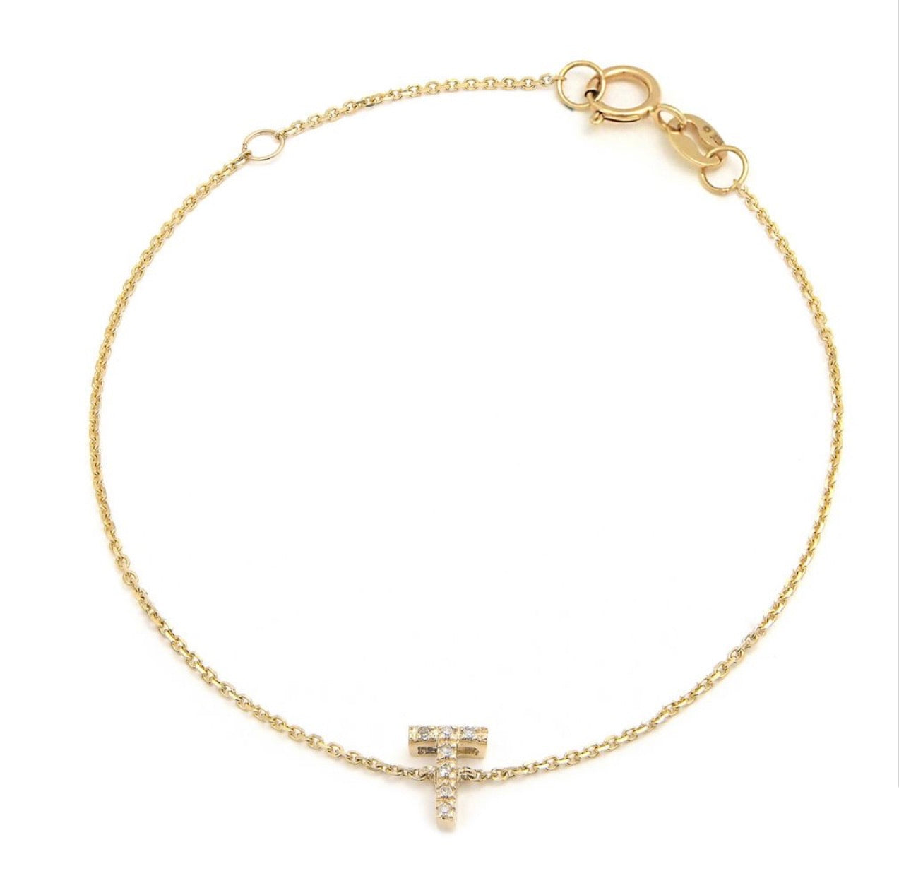 Diamond Block Initial Bracelet