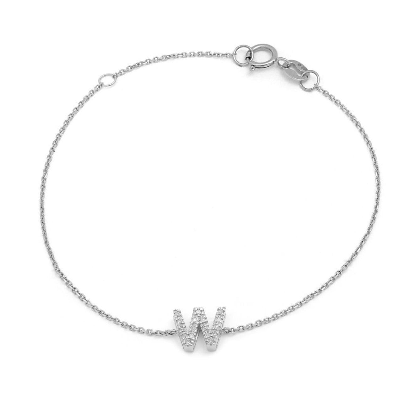 Diamond Block Initial Bracelet