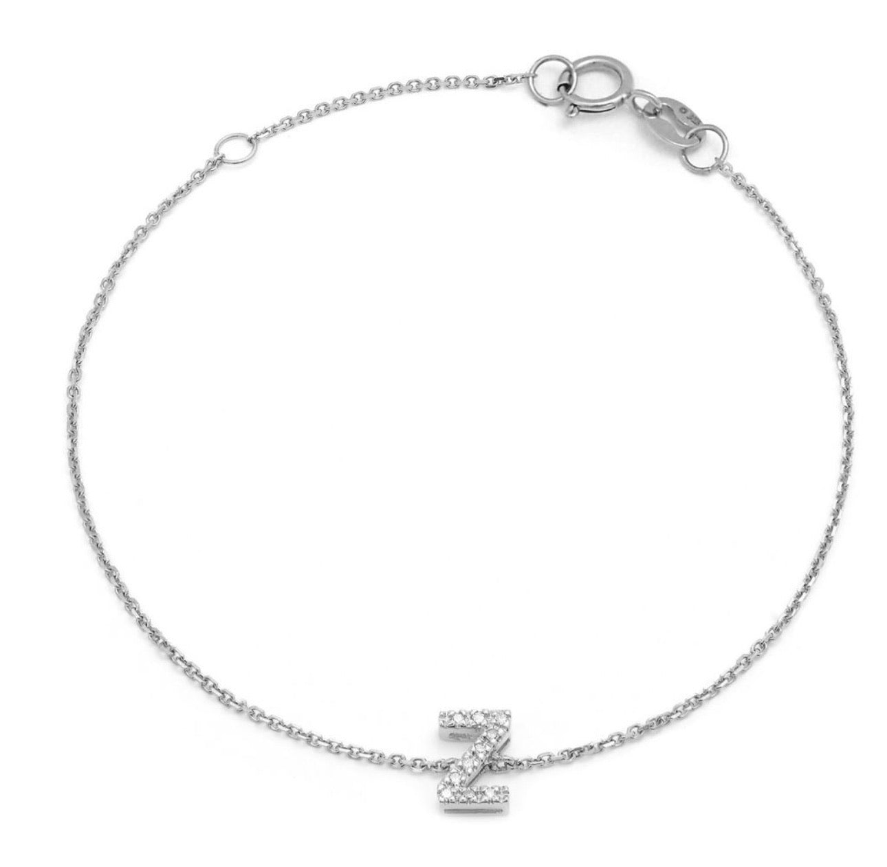 Diamond Block Initial Bracelet