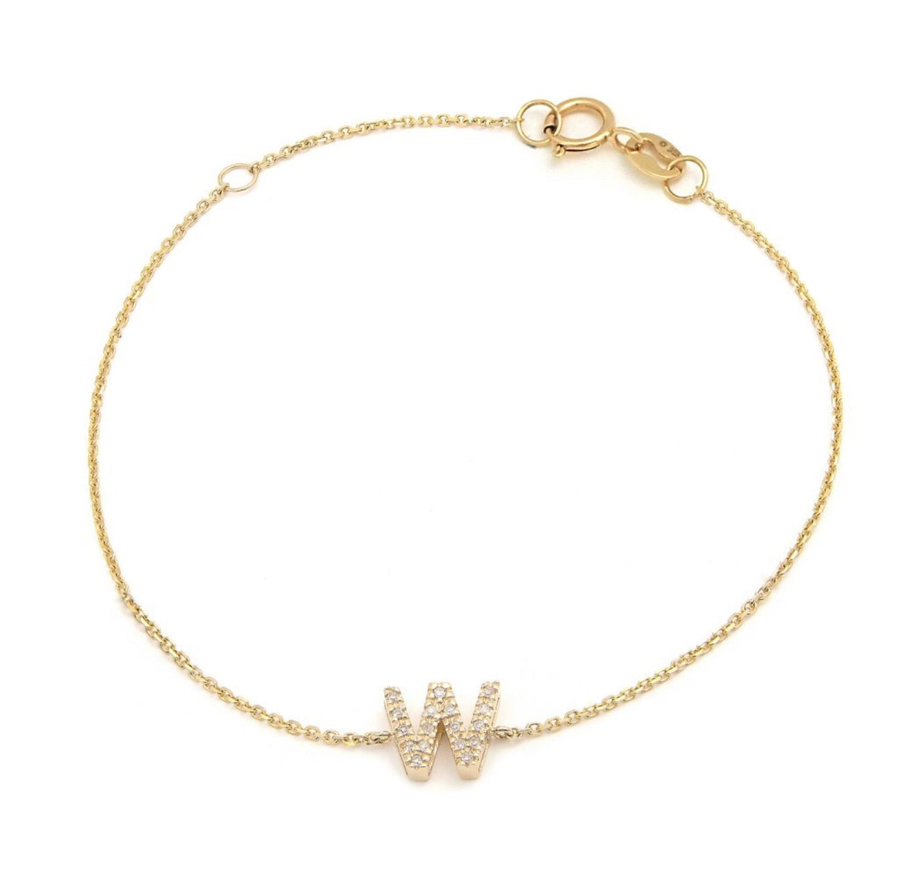 Diamond Block Initial Bracelet