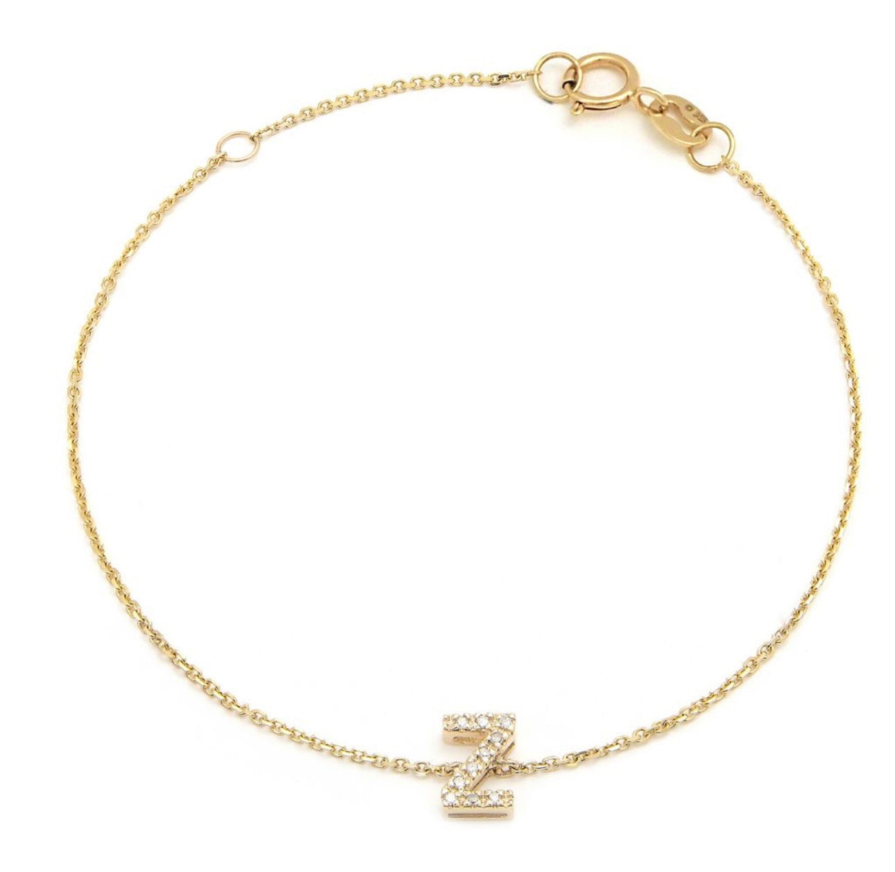 Diamond Block Initial Bracelet