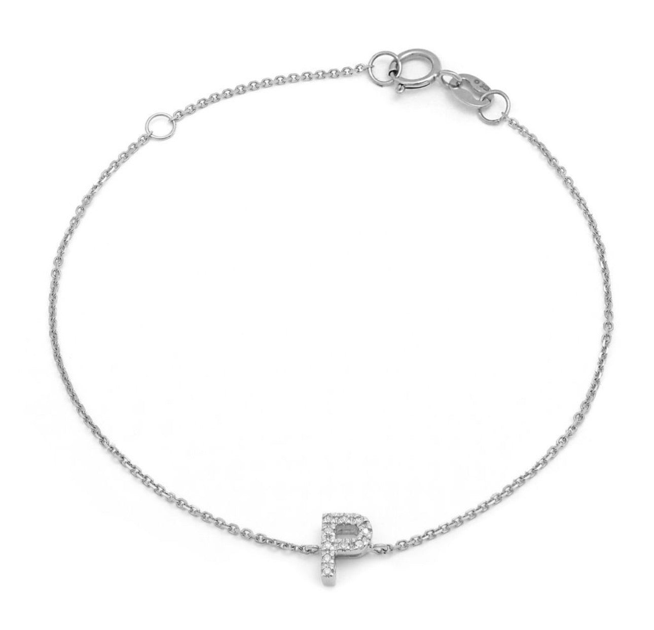 Diamond Block Initial Bracelet