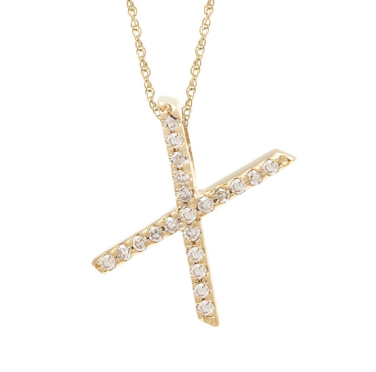 Block Initial Single Pave Diamond Pendant