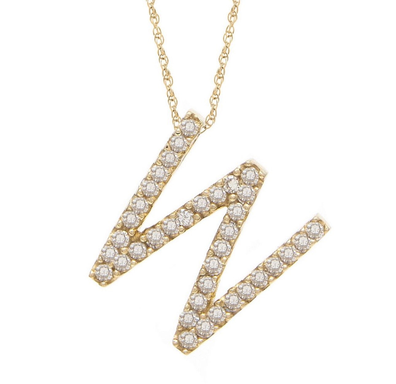 Block Initial Single Pave Diamond Pendant