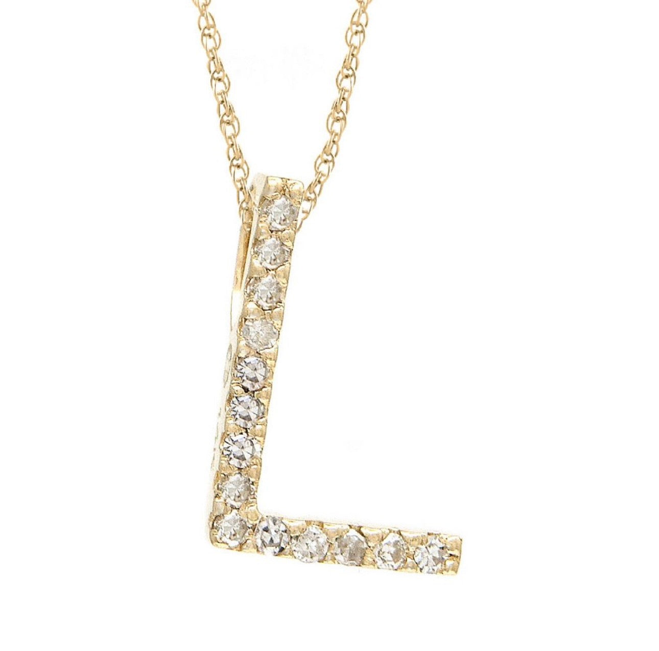 Block Initial Single Pave Diamond Pendant