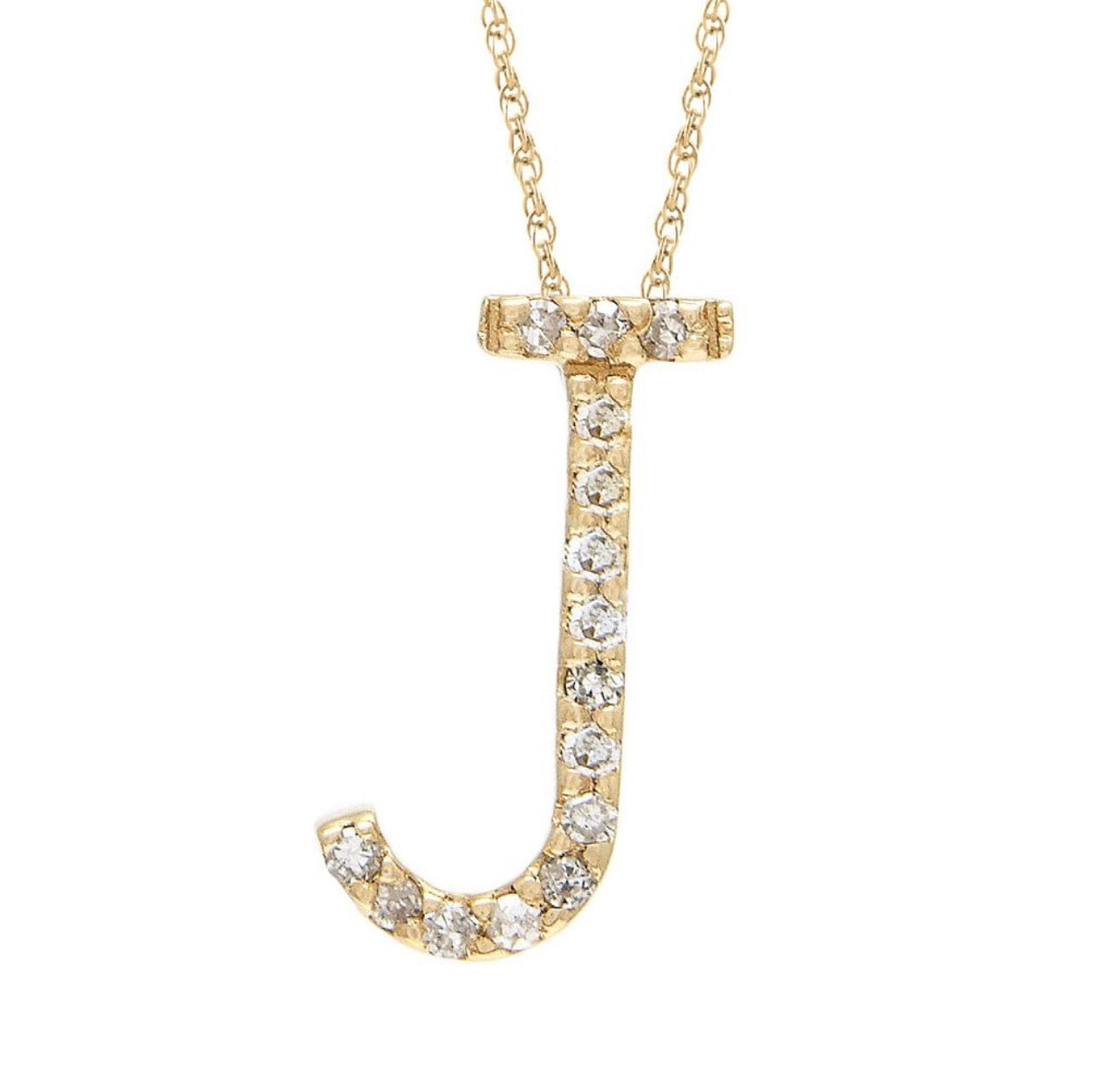 Block Initial Single Pave Diamond Pendant