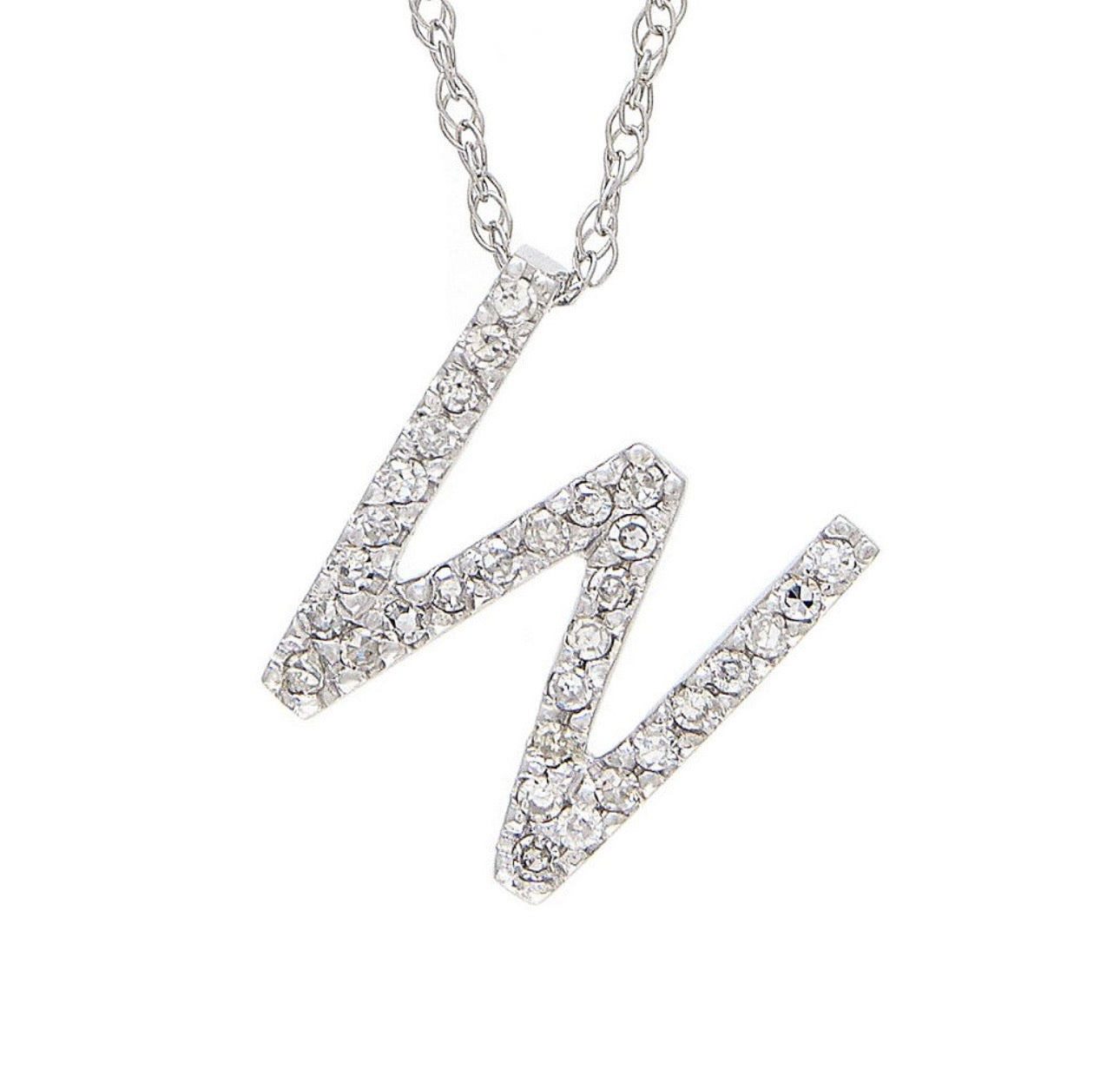 Block Initial Single Pave Diamond Pendant