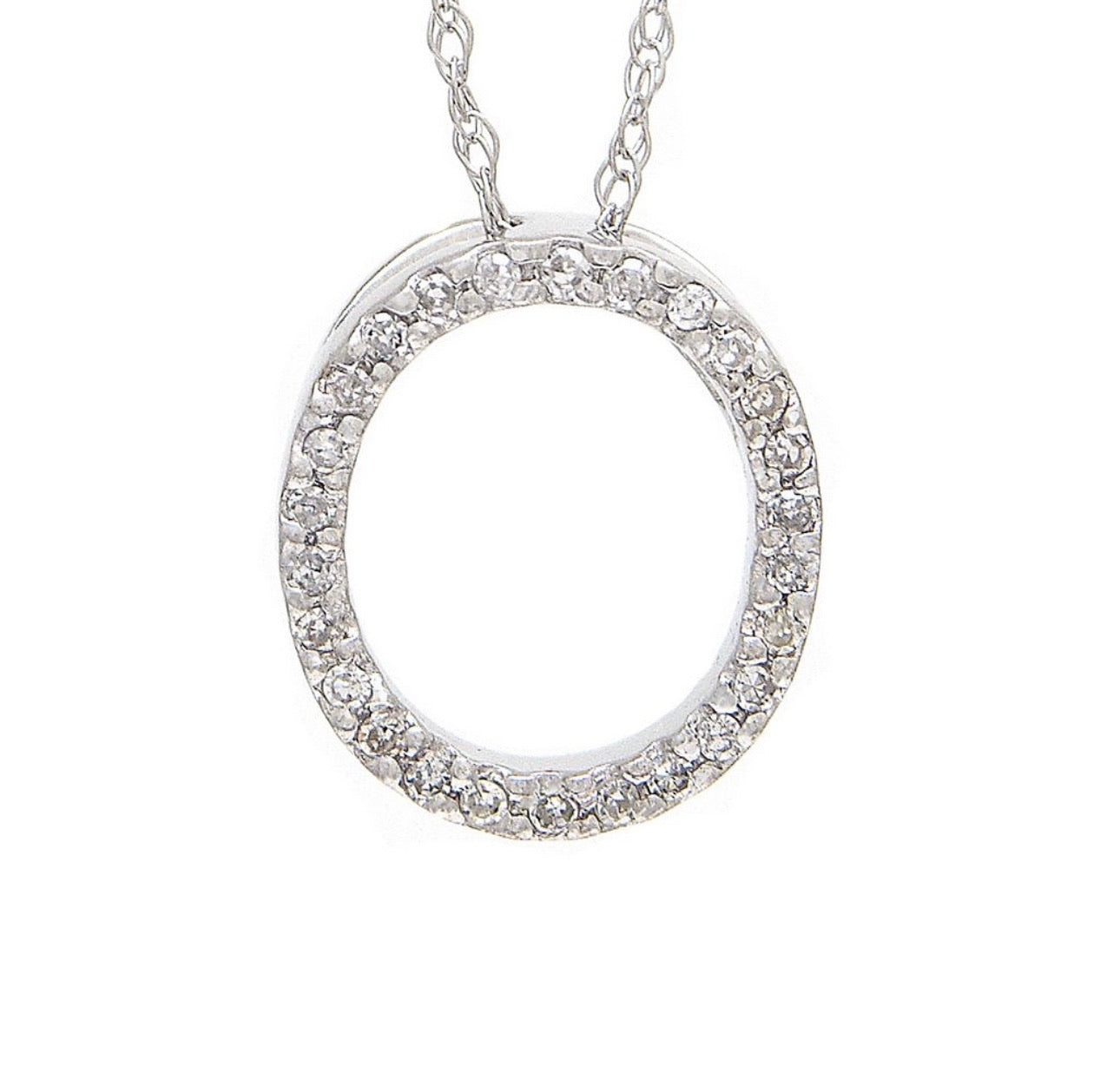 Block Initial Single Pave Diamond Pendant
