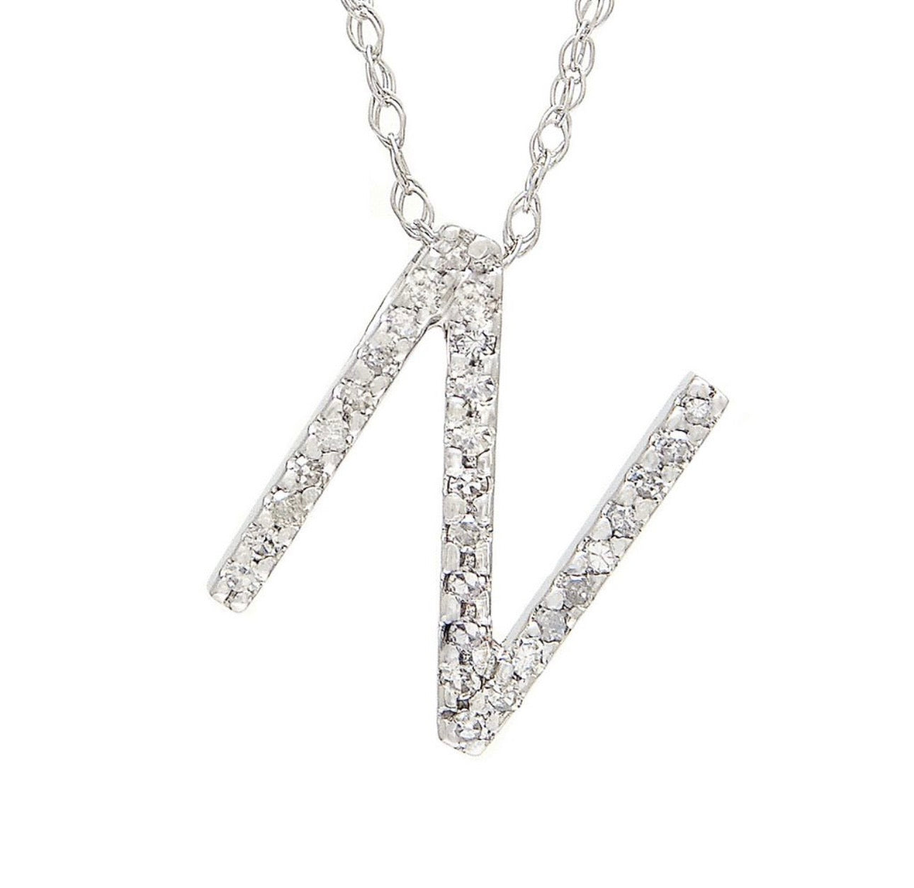 Block Initial Single Pave Diamond Pendant