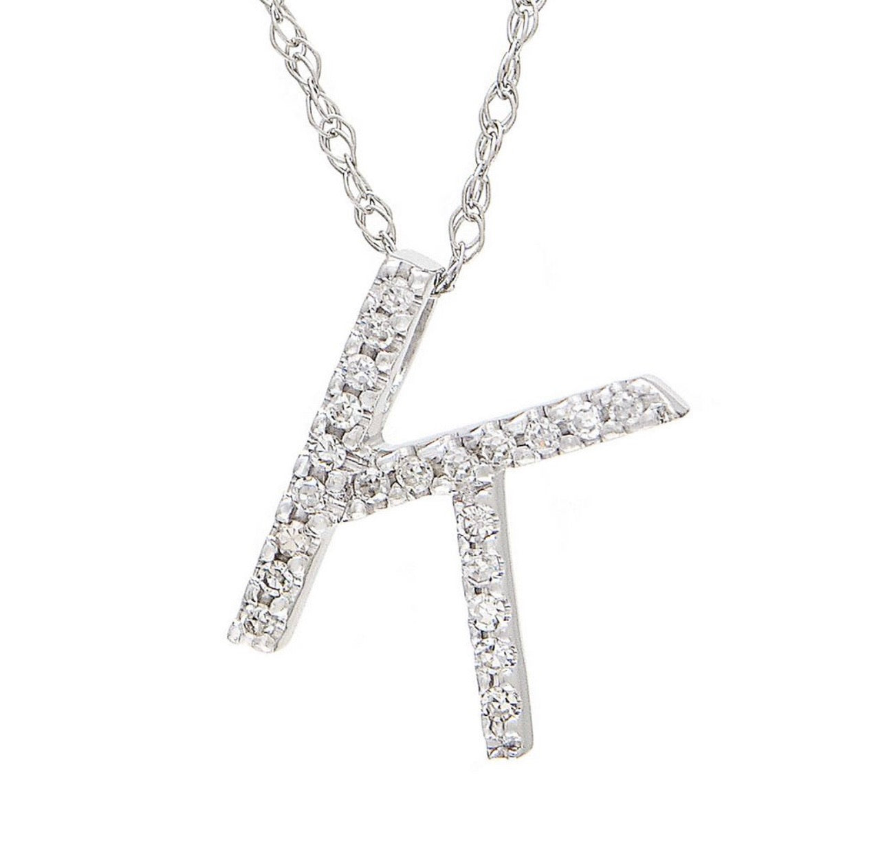 Block Initial Single Pave Diamond Pendant