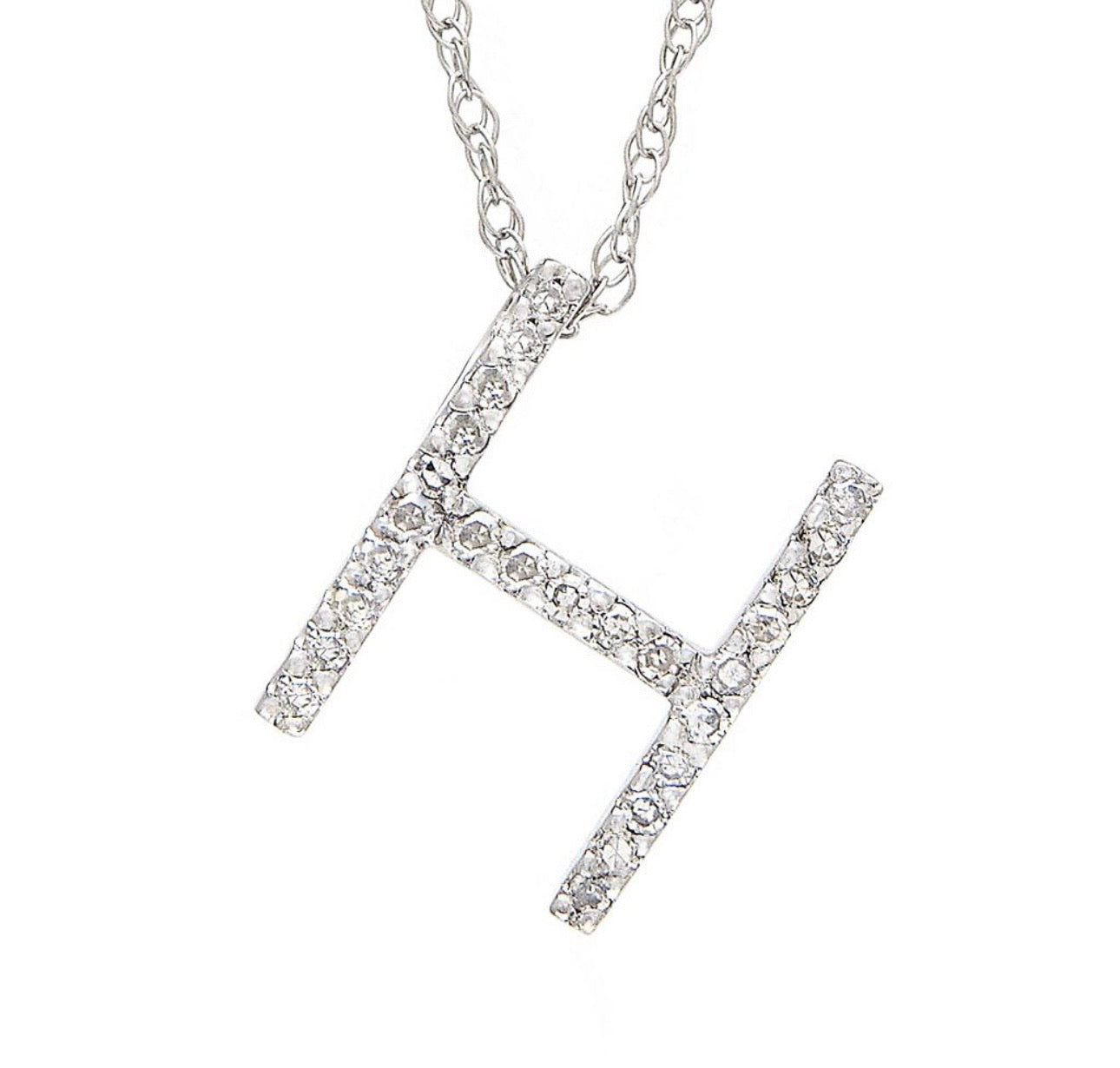 Block Initial Single Pave Diamond Pendant