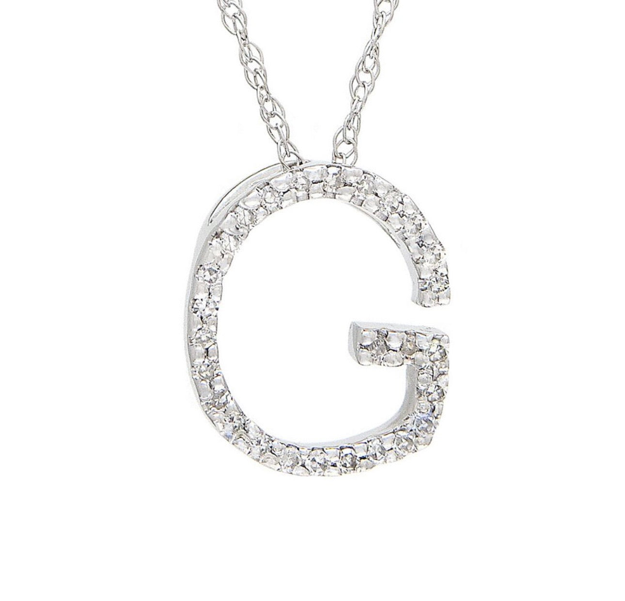 Block Initial Single Pave Diamond Pendant